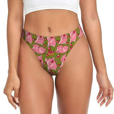 Sigee Cartoon Pigs for Women s G-String Panty  Low Rise  Soft Lace Perfect for Everyday Wear or Special Occasions-Large