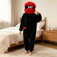 thumbnail image 5 of Funny Big Mouth Monster Onesie - Soft Plush Animal Cosplay Pajamas with Pink Hair Comb for Halloween, Loungewear & Party Costume (Black-S), 5 of 10