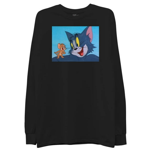Adult Men's Tom and Jerry Long Sleeve Crewneck T-Shirt- Front and Back Print Sizes S-XL