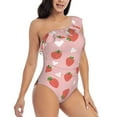 thumbnail image 3 of Pofeuu Strawberry Print Women's One Piece Swimsuits One Shoulder Swimwear Asymmetric Ruffle Monokinis Bathing Suits-Large, 3 of 6