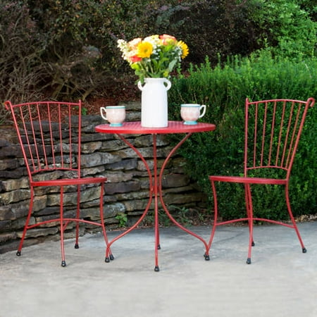 arlington house wrought iron bistro set, red outdoor furniture