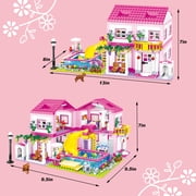 Pink Girls Summer Villa Friends Building Set, Building Toy for Girls, Friends Construction Educational Toy for Kids Age 8-12 and Up 1018 PCS