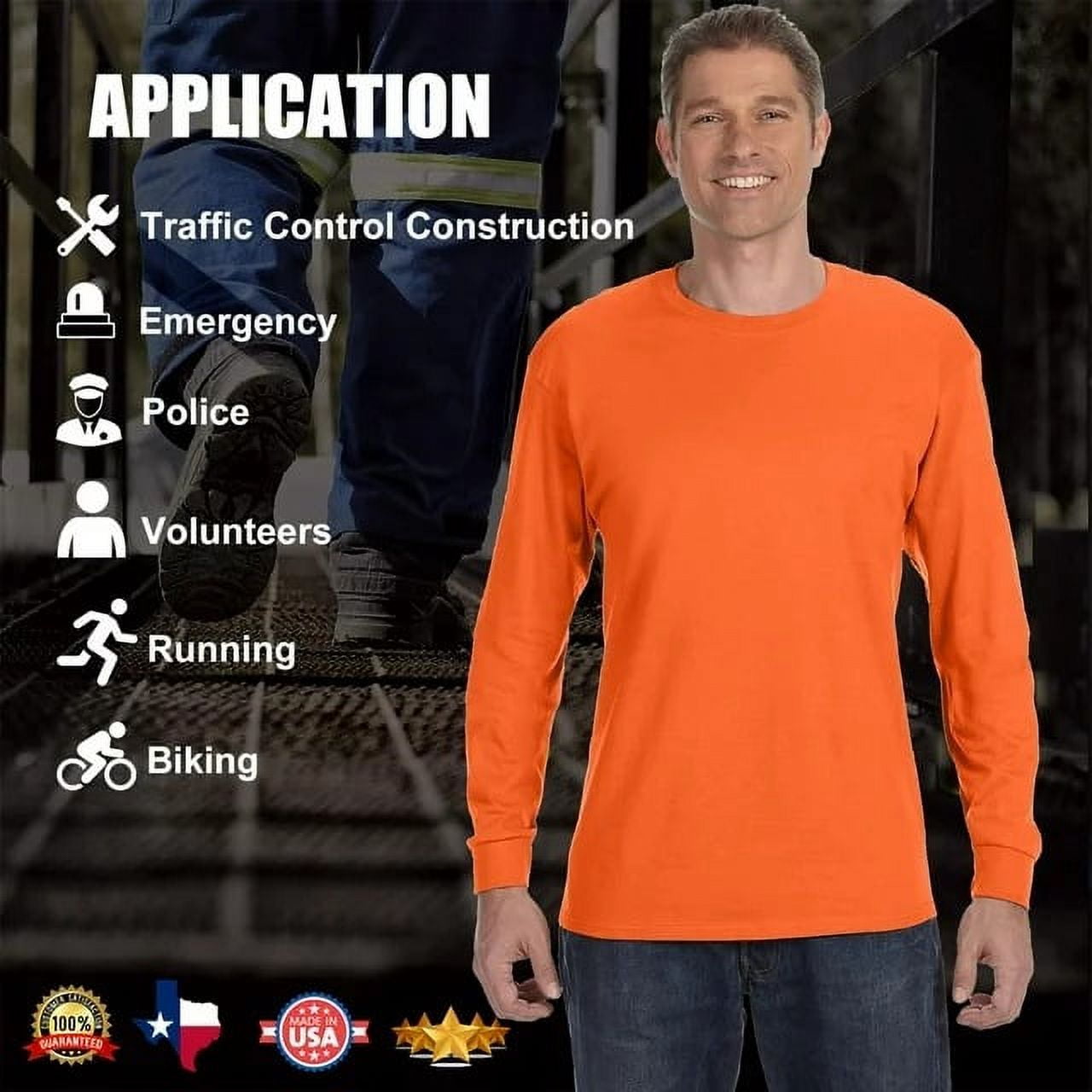 RADYAN Men's Long Sleeve Safety Shirts | High Visibility Work