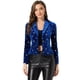 thumbnail image 1 of Chaqueta De Traje De Oficina De Negocios Con Solapa Y 1 Botón De Terciopelo Para Mujer Estrella Azul Real M, 1 of 6
