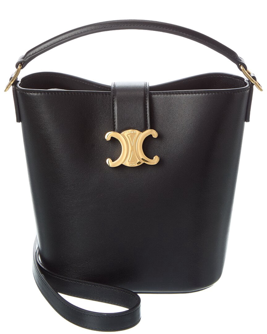 Celine Women's Leather Tri-Color Luggage Bag, Black, Gold