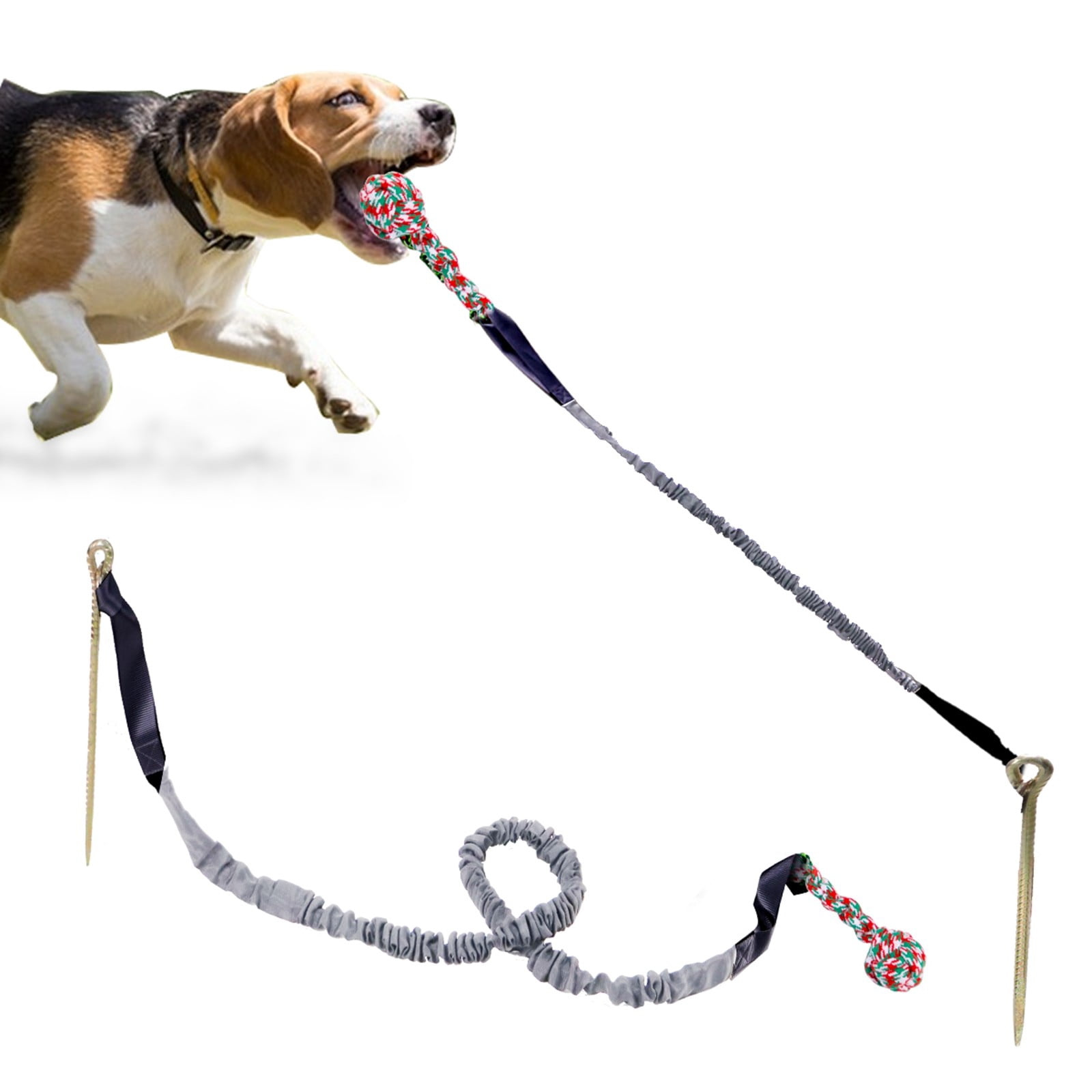 Durable Dog Chew Toy for Aggressive Chewers Interactive Tug of War Rope Pet Training Teeth Cleaning Outdoor Play Bungee Tree Stump Knotted Rope Toy