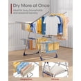thumbnail image 5 of Sakugi Clothes Drying Rack, 2-Tier Foldable Laundry Drying Rack for Clothing with 32 Rods, Rustproof, Freestanding, for Indoor & Outdoor, 55" x 22.8" x 36.5", Silver and Blue, 5 of 9