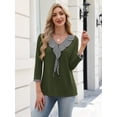 thumbnail image 3 of Zeagoo Womens Blouses 3/4 Sleeve V Neck Flounce Shirts Casual Dressy Tunic Tops Summer Fall Fashion Clothes, 3 of 8