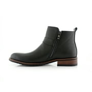 Ferro Aldo Dalton MFA606322 Black Color Mens Ankle Boots With Zip Up Boot Design and Classic Buckle Detailing Dress Boots For Work or Casual Wear
