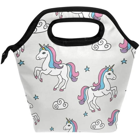 Insulated Cooler Lunch Bag Unicorns and Stars Clouds Tote Lunchbox Food ...