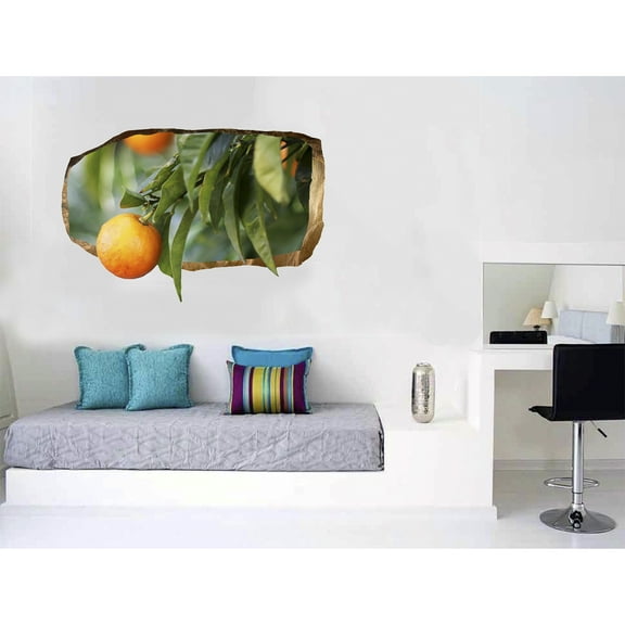 Startonight 3D Mural Wall Art Photo Decor Orange Tree Amazing Dual View Surprise Wall Mural Wallpaper for Bedroom Nature Wall Paper Art Gift Medium 32.28 ‘’ By 59.06 ‘’