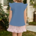 thumbnail image 3 of Inglocry Girls' Flutter Sleeve T-Shirt Soft Casual Summer Crewneck Cute Tees Basic Tees Girls Soft Summer Tops Age 4-15 Blue 150, 3 of 4