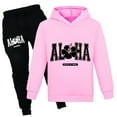 thumbnail image 6 of Caqnni Toddler Boy Clothes Long Sleeve Color Block Crewneck Sweatshirt Pants Set Fall Winter Outfits Fall Winter Set Children's Thermal Underwear Se(Pink,9-10 Years), 6 of 8