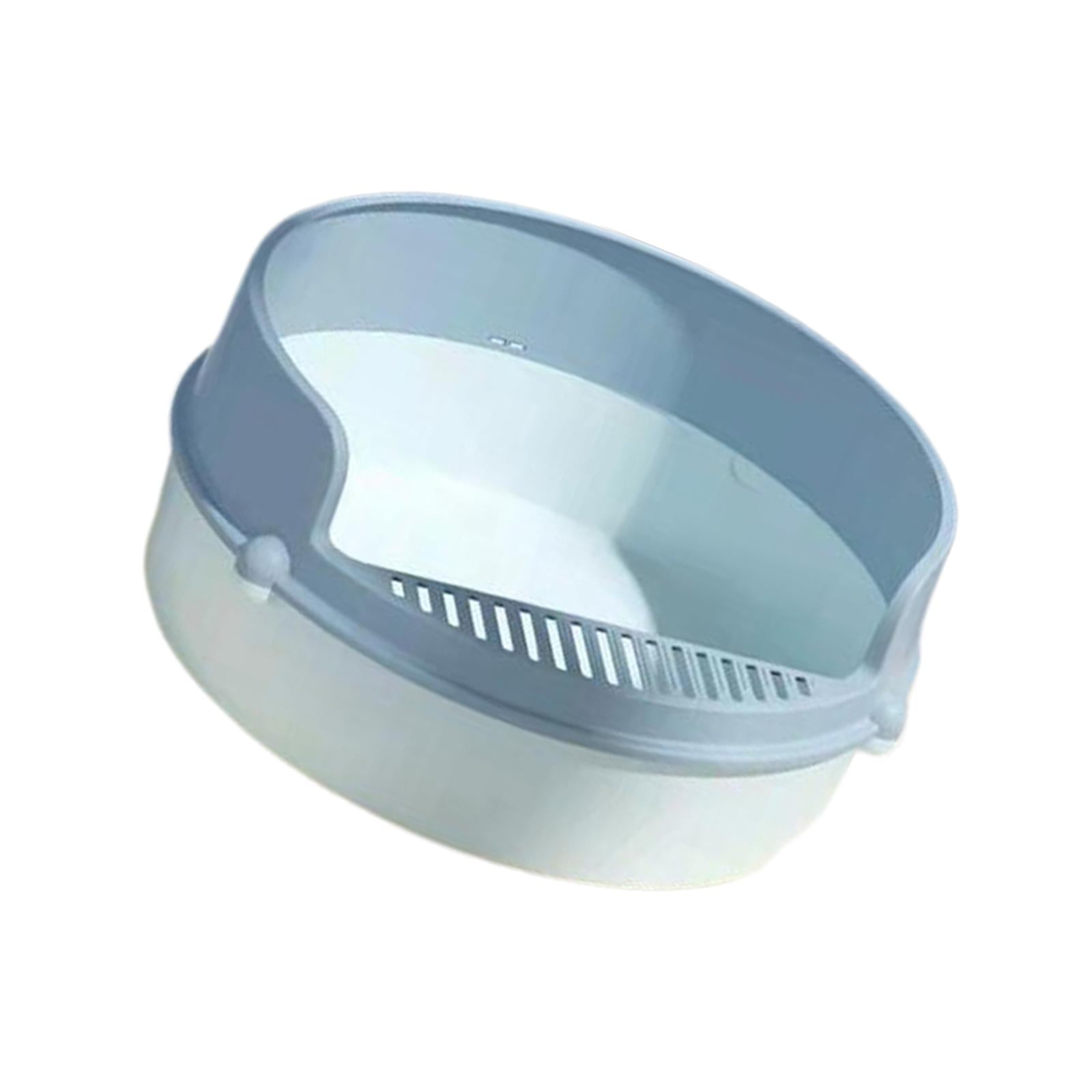 Cat Heighten Deep Toilet Bedpan Circular Design Open Splashing Easy to Clean Portable Pet Litter Tray for Rabbit Small Dogs Blue