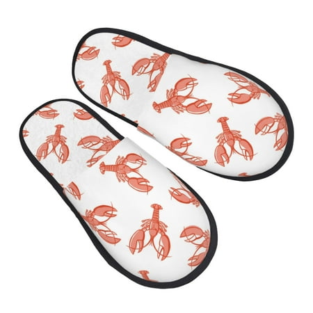

House Slippers for Women Men - Pale Red Lobster Print Soft House Shoes Fuzzy Slippers Lightweight Slip-On Cozy House Slippers for Woman Indoor Outdoor