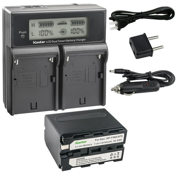 Kastar 1-Pack NP-F970 Battery and CH04 Dual Fast Charger Compatible with Sony DCR-TRV7 DCR-TRV720 DCR-TRV735 DCR-TRV820 DCR-TRV9 DCR-TRV900 DCR-TV900 DCR-VX2001 DCR-VX2100 DCR-VX2100E DCR-VX700 Camera