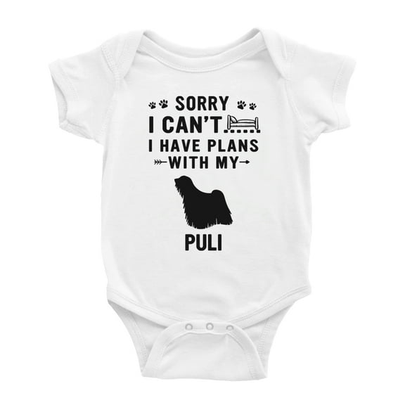 Sorry I Can't I Have Plans With My Puli Love Pet Dog Funny Baby Bodysuit (White, 3-6 Months)