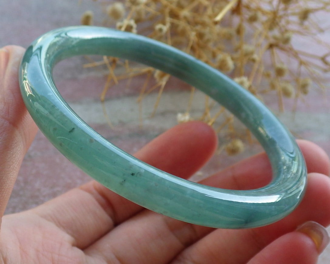 Icy Green Natural A JADE Jadeite Circle Bangle Bracelet 58 mm 683887 TN