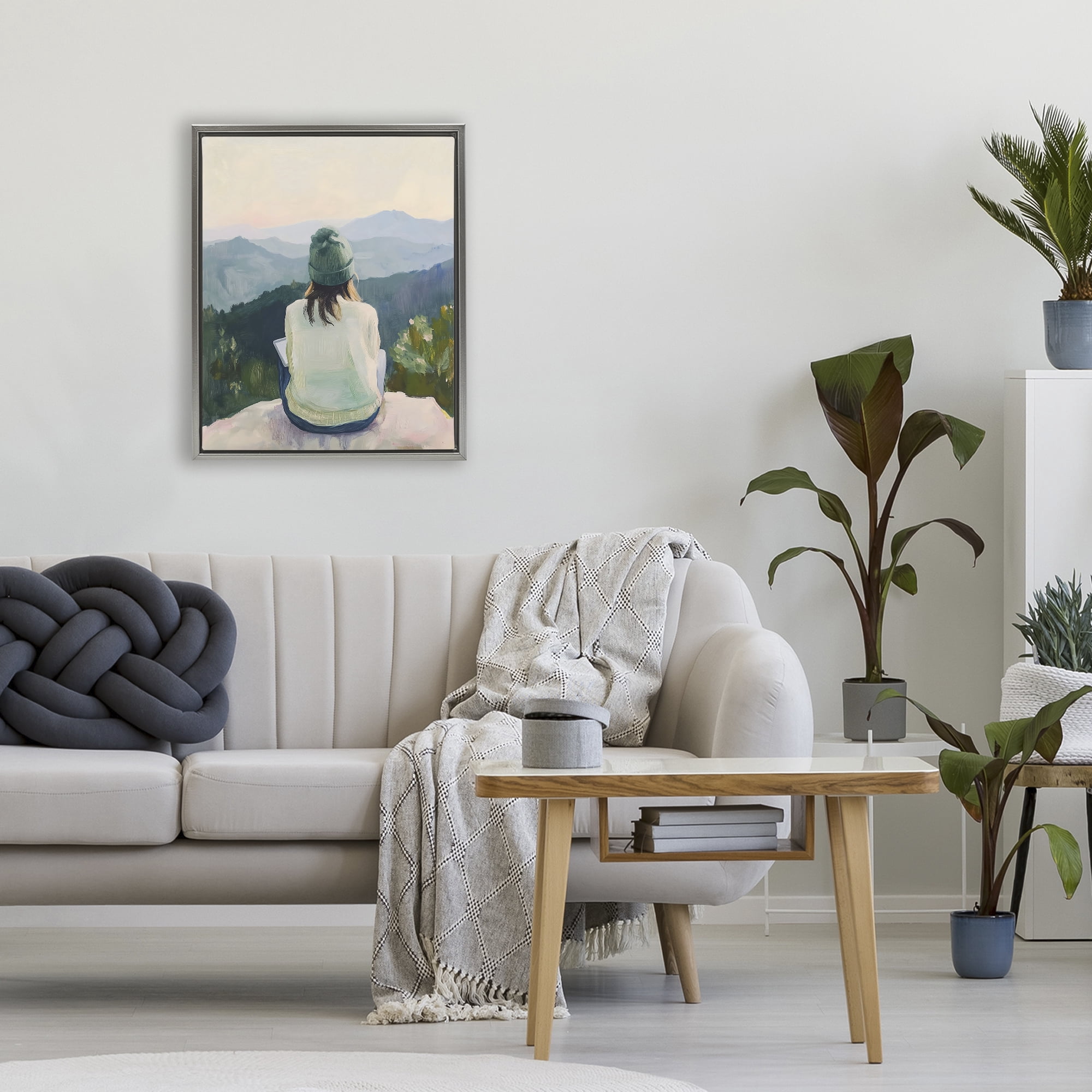 Stupell Industries Mindful Solitude Meditation View Gray Framed Floater Canvas Wall Art, design by The Prints Vibe