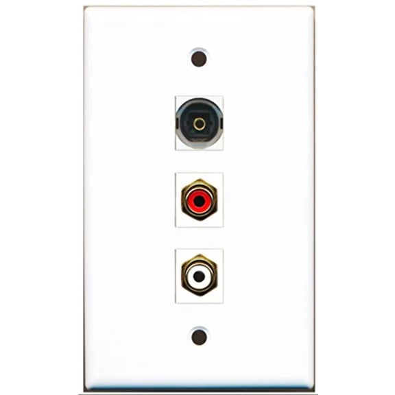 RiteAV - 1 Port RCA Red and 1 Port RCA White and 1 Port Toslink Wall Plate