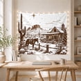 thumbnail image 5 of Snow-Covered Cabin with Horse Beside Desert Cacti, Cozy Rustic for Western Decor Fans, Winter Ranch Art, Christmas Gift, Tapestry Wall Hanging for Living Room and Den, 5 of 7