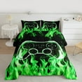 thumbnail image 2 of jejeloiu Gaming Full Size Comforter Sets,Teen Video Game Bedding Comforter Set,Green Cool Fire Bedding Sets For Boys Girls,Super Cozy Bedroom Decoration Reversible,3 Pieces, 2 of 8