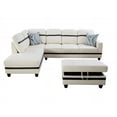 thumbnail image 3 of PonLiving Furniture Faux Leather 3 Piece Bwhite & Black Left Hand Facing Sectional Sofa Couch Set, L-Shaped Modern Sofa with Chaise Storage Ottoman and Pillows for Living Room Furniture, 3 of 4