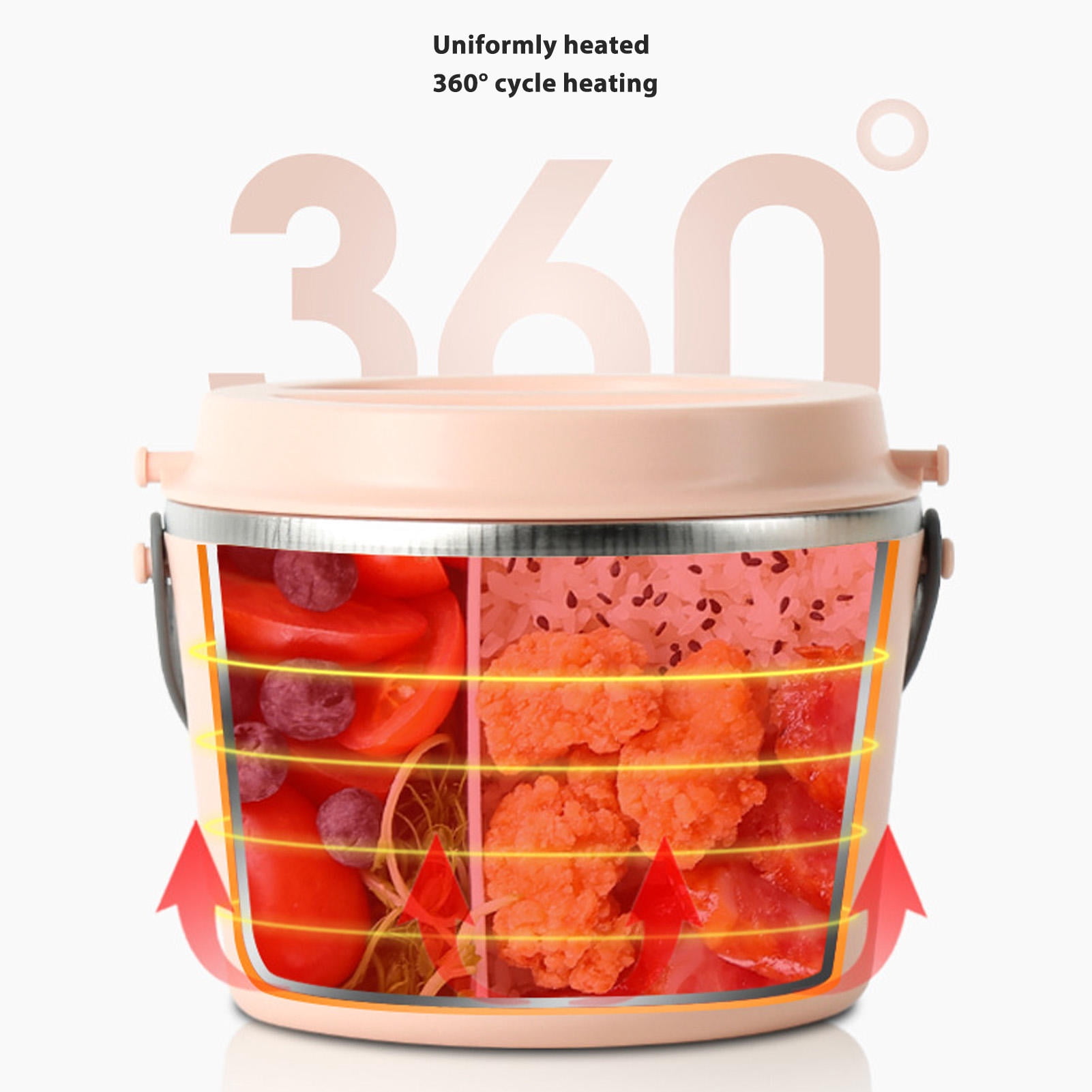 BIMZUC 1.2L Electric Lunch Box – 360° Fast Heating, No Water Needed, Portable & Washable, Ideal for Office & Travel
