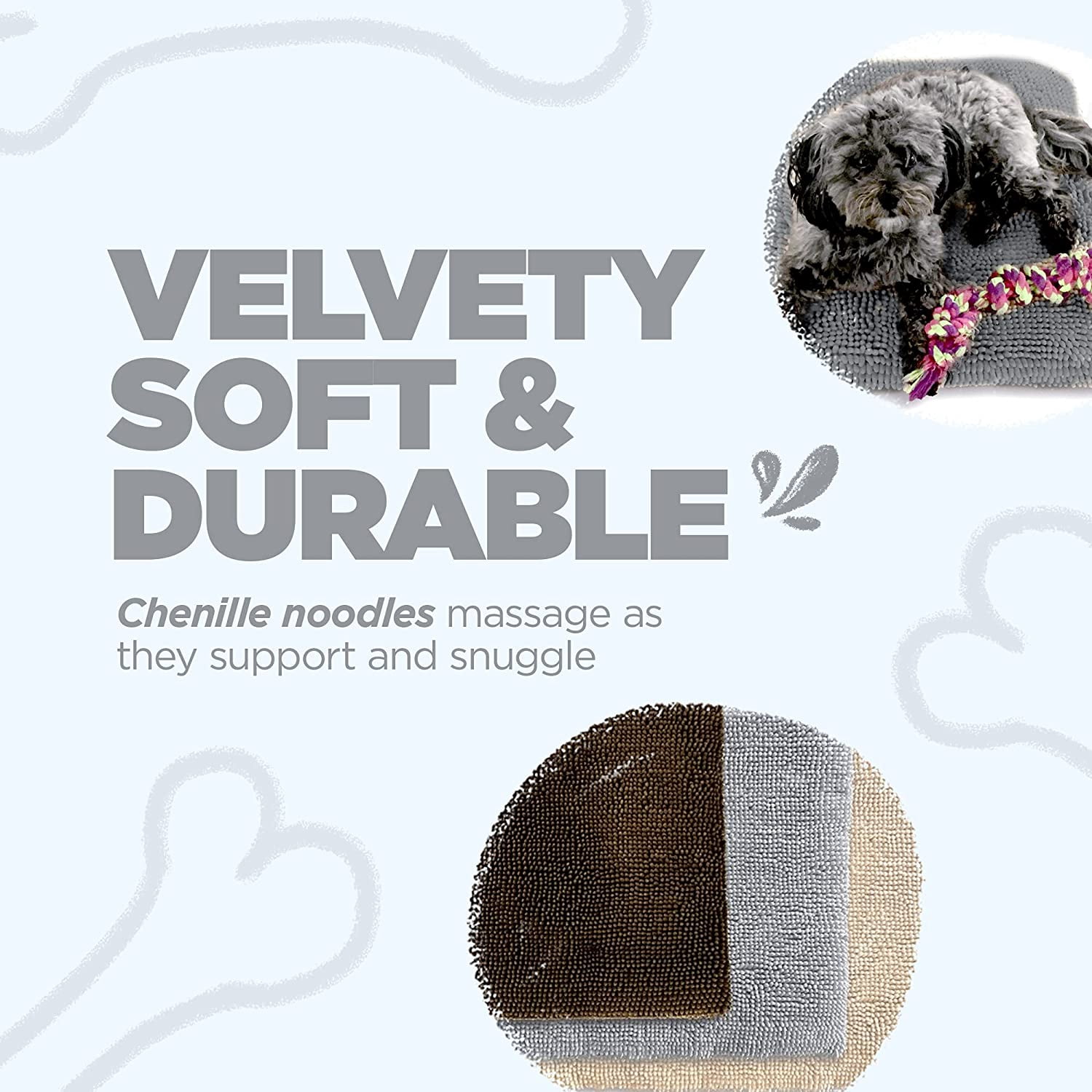 Soggy Doggy Crate Mate Dog Bed, Microfiber Chenille Dog Mats,  Dog Mats for Sleeping & Drying, Ultra-Absorbent Dog Beds & Furniture for Kennels or Crates, Gray, Large