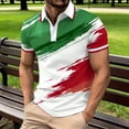 thumbnail image 2 of Mens Polo Men's Short Sleeve Button Front Polo Shirt Italian Flag Print Performance Knit Casual Everyday Top Lightweight Breathable White L, 2 of 4