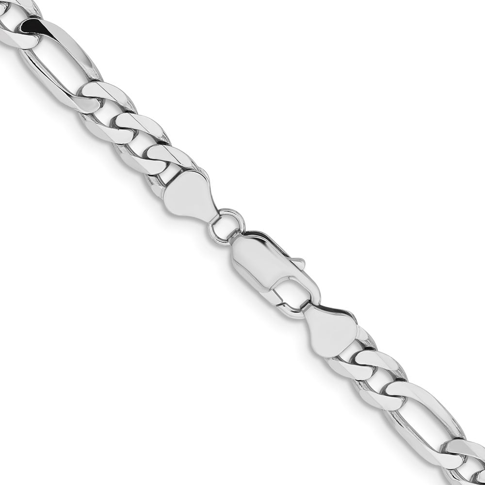 Primal Gold 14 Karat White Gold 7.5mm Flat Figaro Chain Necklace