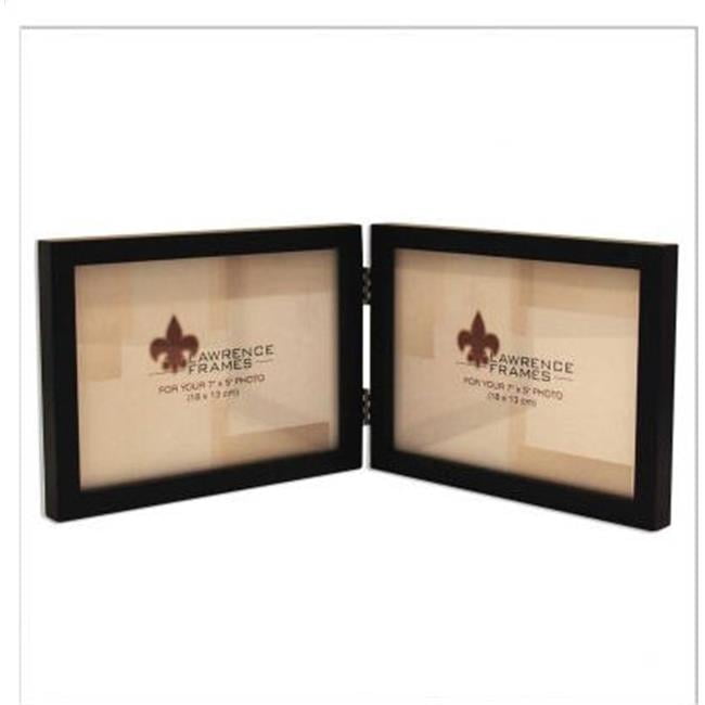 5x7 Hinged Double Horizontal Black Wood Picture Frame Gallery Collection
