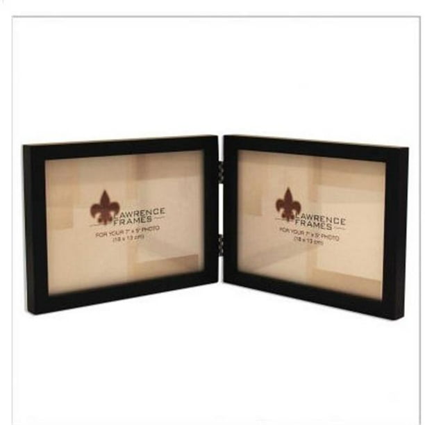 5x7 Hinged Double Horizontal Black Wood Picture Frame Gallery