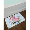 thumbnail image 2 of Dragon Bath Mat, Magic Typography in Cursive with a Pink Cartoon Animal on a Rainbow, Plush Bathroom Decor Mat with Non Slip Backing, 29.5" X 17.5", Pale Blue Multicolor, by Ambesonne, 2 of 2