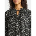 thumbnail image 4 of Time and Tru Women's Ruffle Neck Blouse with Long Sleeves, Size XS – XXXL, 4 of 5
