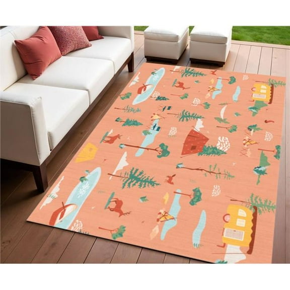 HomeRoots 573587 4 x 5 ft. Orange Indoor & Outdoor Rectangle Area Rug
