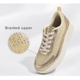 thumbnail image 3 of LUCKY STEP Fashion Chunky Braided Uppers Uppers Sneakers Platform Casual Shoes,Gold Knit,Womens, 3 of 10