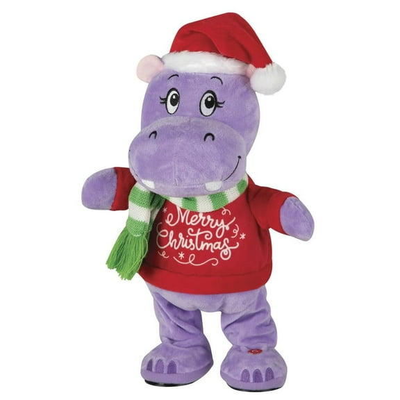 15-inch Animated Dancing Hippo Plush Sings I Want A Hippopotamus for Christmas