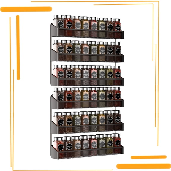 Auledio 2 Pack 3 Tier Metal Spice Rack Organizer Wall Mount Spice Seasoning Jars Shelf for Kitchen Cabinet in Bronze