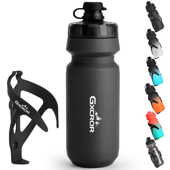 Bike Water Bottle Holder with Bottle Combo, Lightweight Durable Cycling Water Bottle Cage, Secure Mount for Road Bikes Mountain Bikes, Black