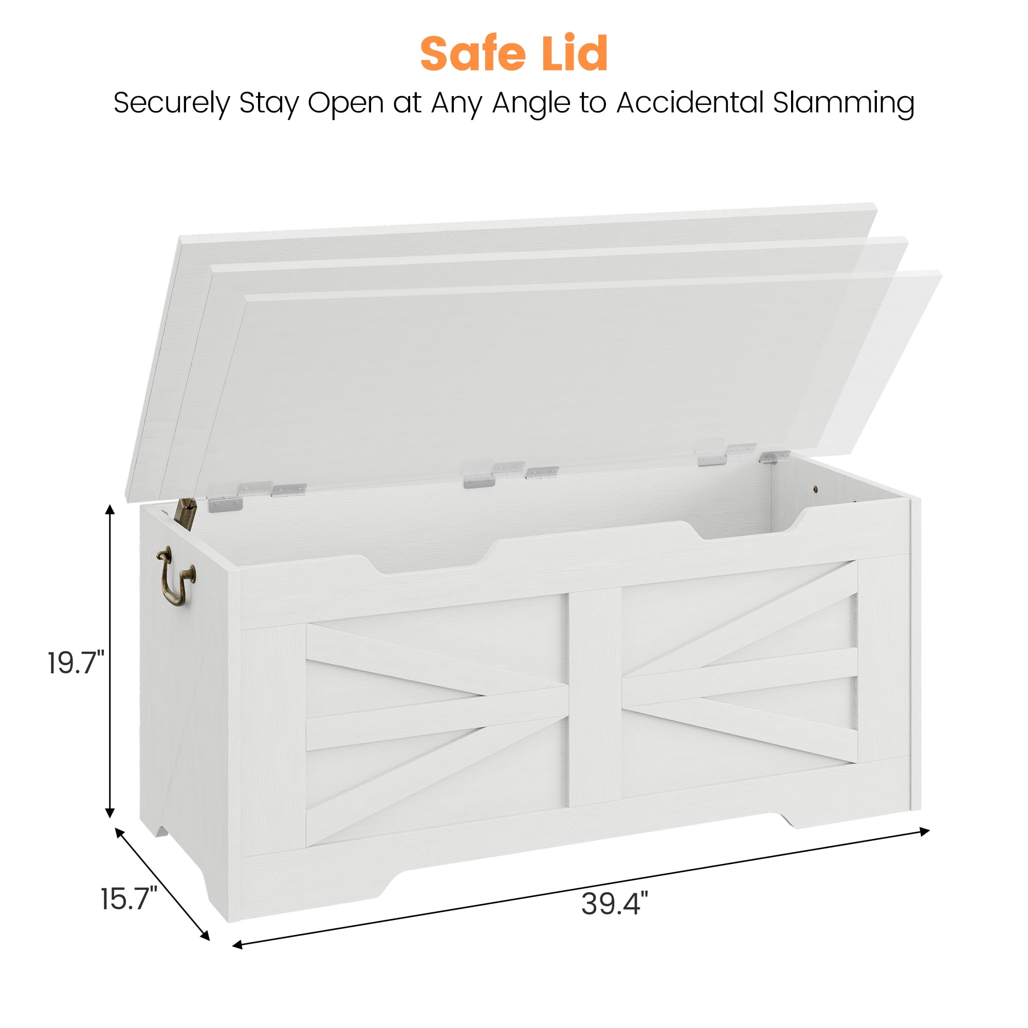 Storage Bench, Wooden Storage Chest with Safety Hinge, Toy Chest With Lids, Toy Box Organizer for Living Room, Playroom