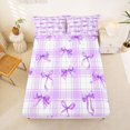 thumbnail image 3 of spefrowx Watercolor Princess Bow Bed Sheets for Kids, Purple Plaid Buffalo Full Size Sheets, 4-Piece, 1 Flat Sheet, 1 Fitted Sheet and 2 Pillowcases, 3 of 6