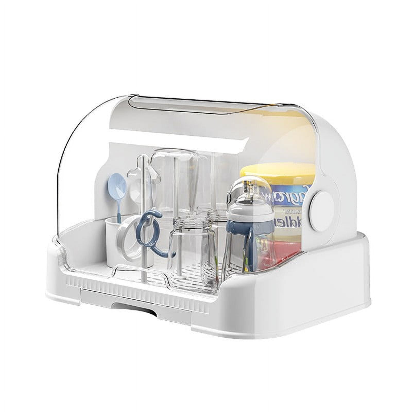 Baby Organizer under $5! Xqxayjr Baby Bottle Drying Organizer, Covered Storage Box with Removable Drip Tray, Countertop Nursery Organizer for Feeding Supplies, BPA-Free Plastic Container