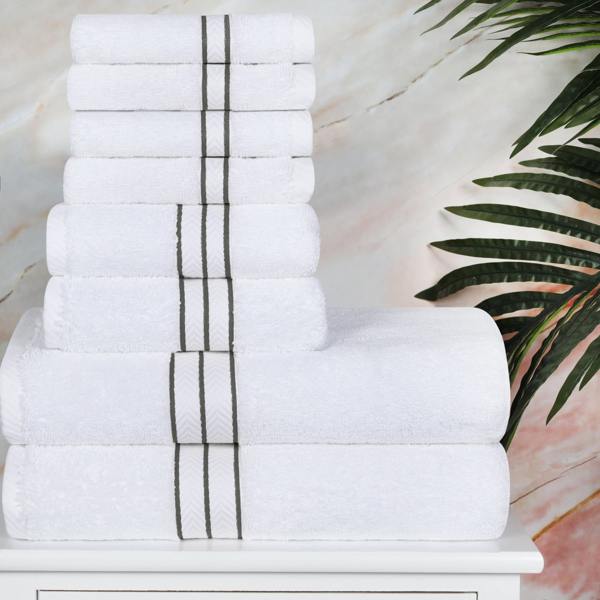Superior Turkish Cotton Ultra-Plush 8-Piece Charcoal Towel Set