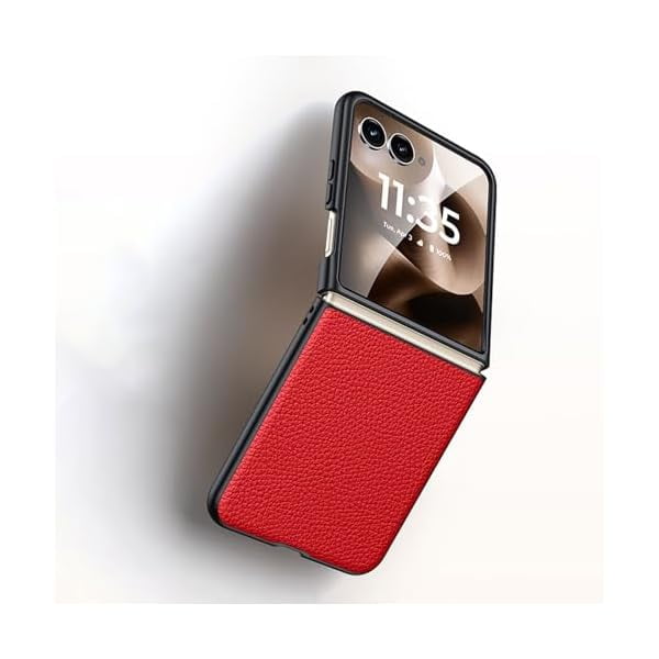 wonima11 for Motorola Razr 2025 Case,Anti-Scratch Slim Leather Hard Phone Case | Full-Body Shockproof Protective Cover for Moto Razr 2025 Red