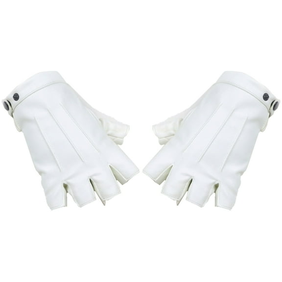 FEAMOS PU Leather Glove for Women Men Fingerless Cycling Motorcycle Driving Gloves Black Half Finger Sport Gloves Weightlifting