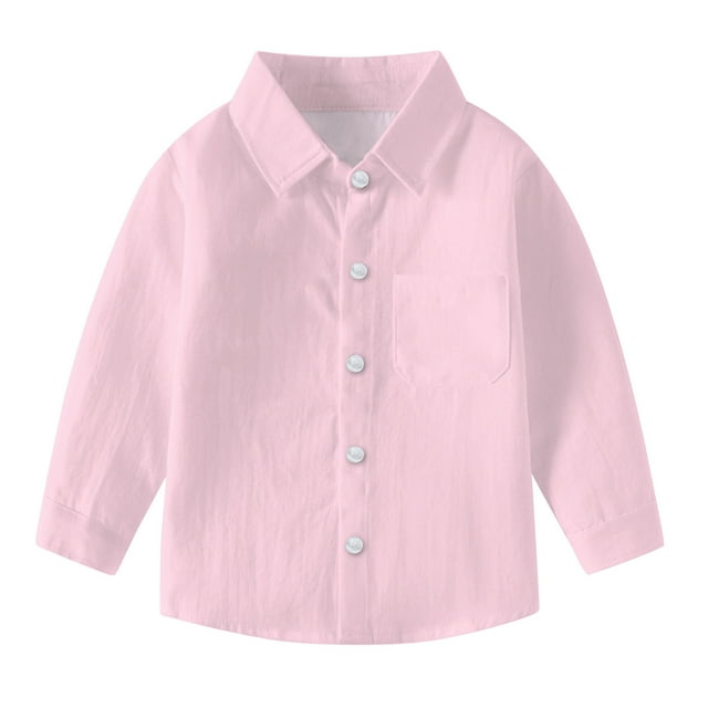 vdgthytj Toddler Baby Boys Girls Button down Shirts Kids Collared Long Sleeve Uniform Dress Shirt Tops Spring Fall Clothes