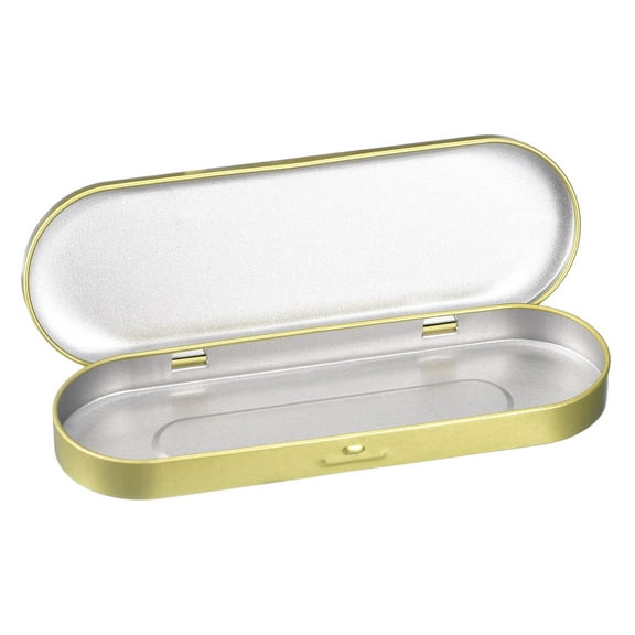 1Pack 6.9x2.4x0.7 Inch Metal Tin Box Containers Portable Box, Gold