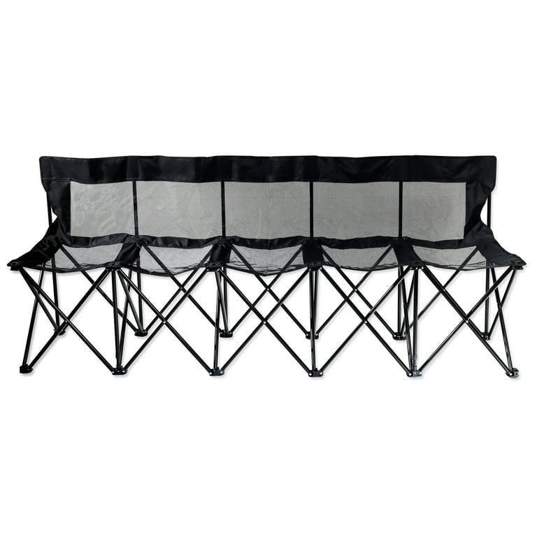 Portable 5 Seater Folding Team Sports Sideline Bench With Mesh Seat and Back Black Walmart