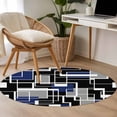 thumbnail image 4 of Round Rugs 4 Ft, Navy Blue Black Geometric Non Slip Area Rugs for Kitchen Bedroom Entryway, Modern Color Block Abstract Washable Carpet Runner Rug Floor Mats for Bedroom Home Decor, 4 of 8